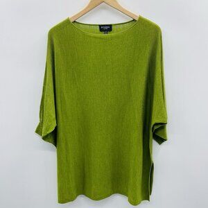 Rondina New York Womens Medium Wool/Silk Blend 3/4 Sleeve Sweater in Green 1976